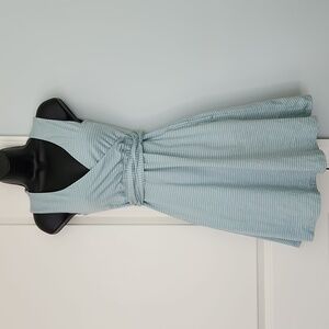 Toad&Co Light Green Cue Striped Wrap Midi Dress